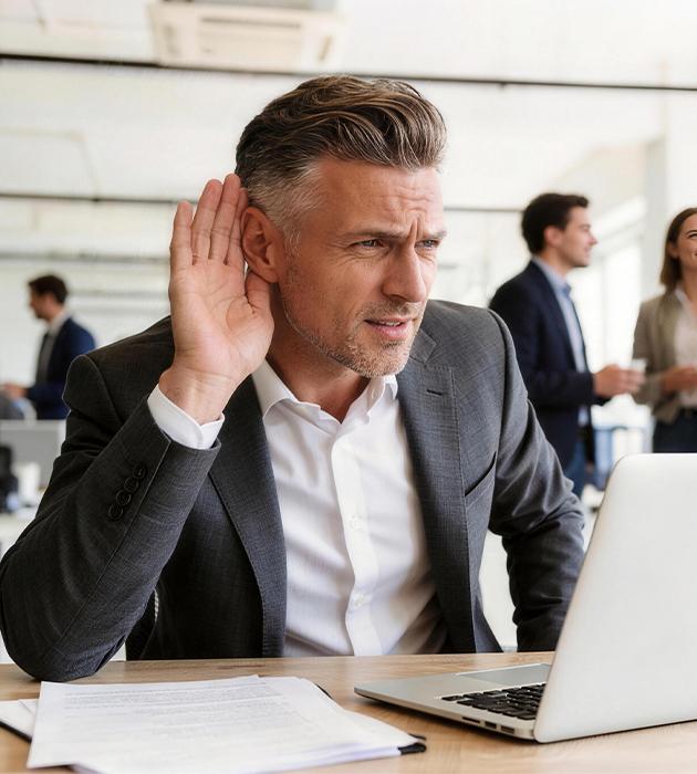 Struggling To Hear Conversation In Noisy Office